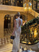White Satin Draped Collar Backless Dress - Magellan Fashion Shop