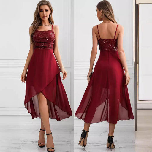 Sexy Retro Sequin Stitching Chiffon Dress - Magellan Fashion Shop