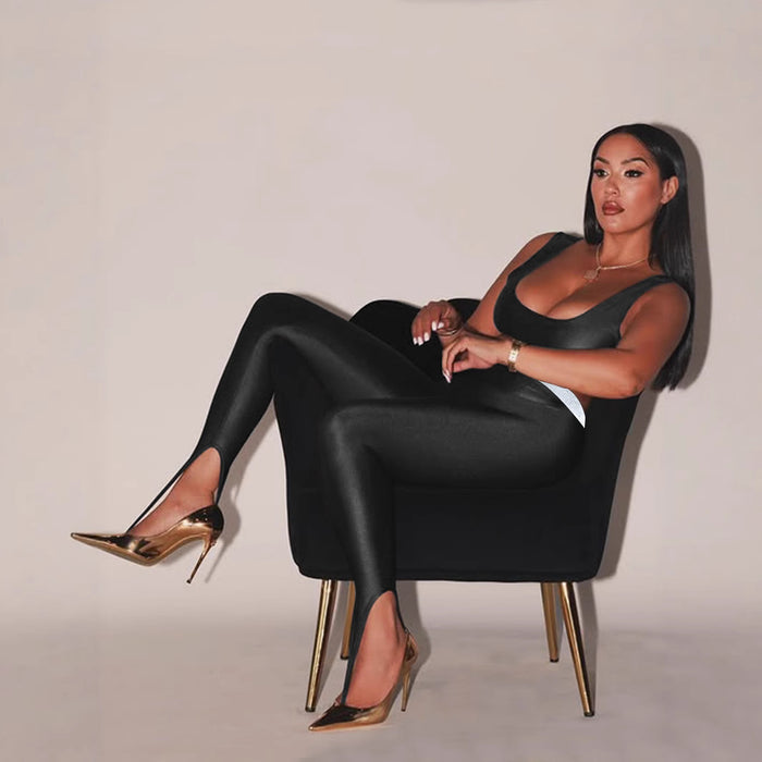 Front Step Shiny Leggings