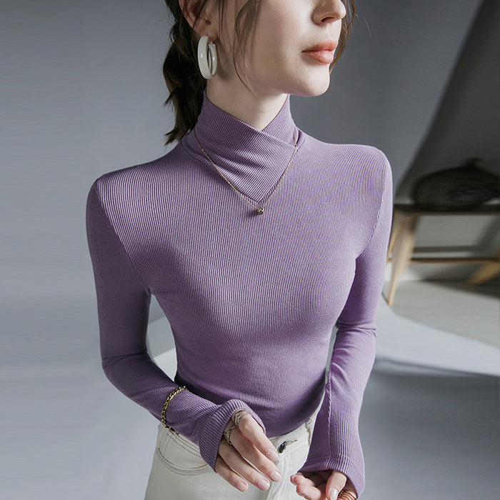 Cross Turtleneck Long Sleeve Slim Bottoming