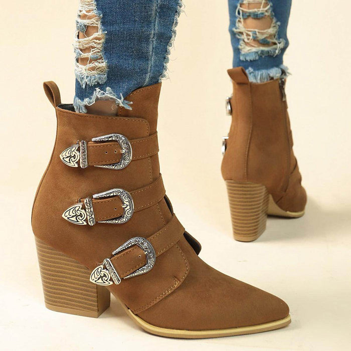 Chunky Heel Design Retro Mid-calf Boot ter Shoes For Women - Magellan Fashion Shop
