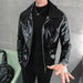 Handsome motorcycle jacket PU leather leather lapel jacket - Magellan Fashion Shop