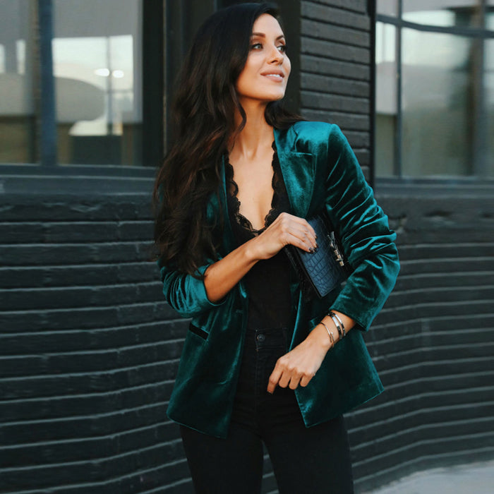 Long sleeve velvet suit