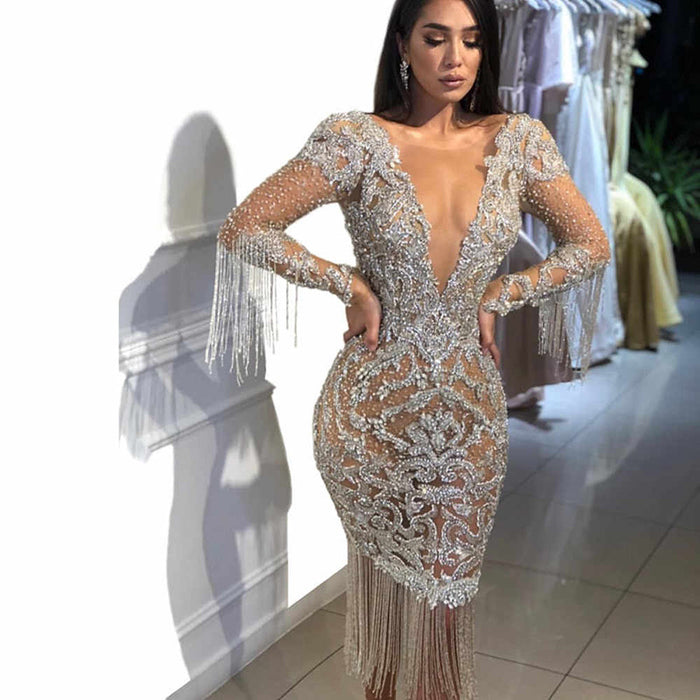 Women's Long-sleeved Gold Dress