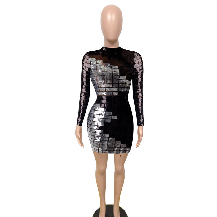 Square sequin dress
