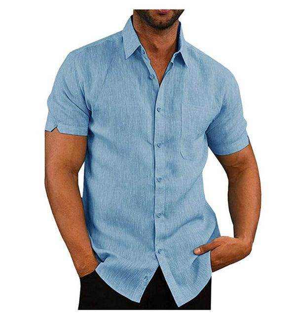 Men Short Sleeve Summer Solid Shirts Casual Loose Tops Tee - Magellan Fashion Shop