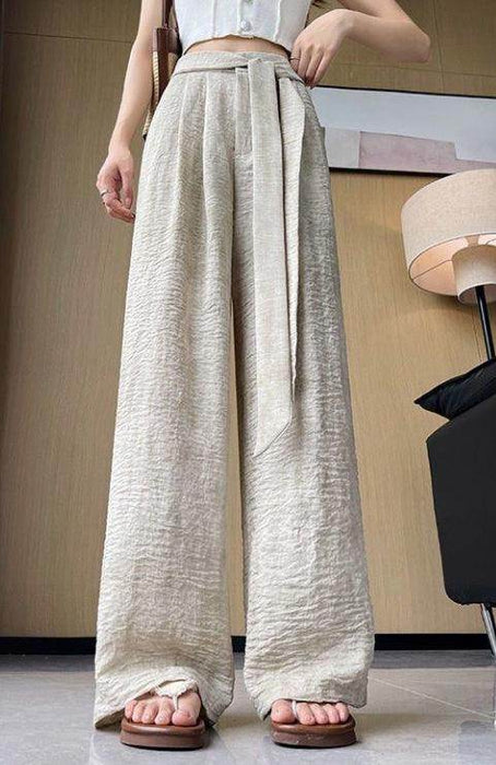 Ice Silk Tie-dyed Linen High-waisted Wide-leg Pants - Magellan Fashion Shop