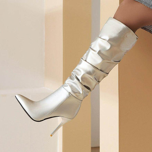 New Stiletto Gold And Silver Boots - Magellan Fashion Shop