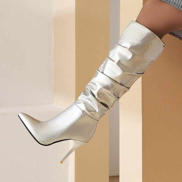 New Stiletto Gold And Silver Boots - Magellan Fashion Shop