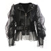 Domineering Stitching Mesh Transparent Leather Coat Motorcycle Jacket - Magellan Fashion Shop