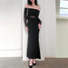 Women's Winter Sexy Off-the-shoulder Pleated Long Sleeve Polyester Dress - Magellan Fashion Shop