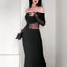 Women's Winter Sexy Off-the-shoulder Pleated Long Sleeve Polyester Dress - Magellan Fashion Shop