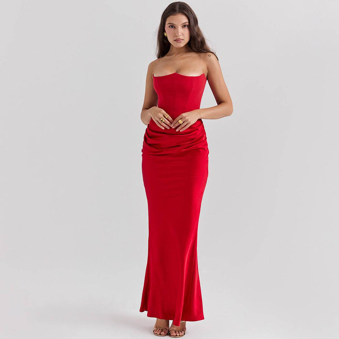 Slim Tube Top Long Dress Fashion Bandeau Backless - Magellan Fashion Shop