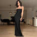 Pure Color Tube-top Backless Stitching Hollow Out Tied Slim Fit Dress - Magellan Fashion Shop
