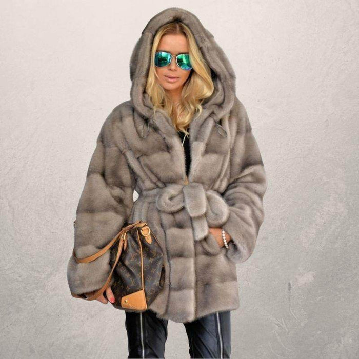 Women's hooded mink velvet coat - Magellan Fashion Shop