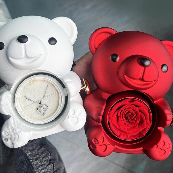 Rotating Bear Gift Box Rose Jewelry Box - Magellan Fashion Shop