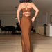 Pure Color Tube-top Backless Stitching Hollow Out Tied Slim Fit Dress - Magellan Fashion Shop