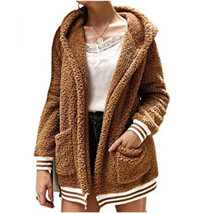 Hooded fur coat long top - Magellan Fashion Shop