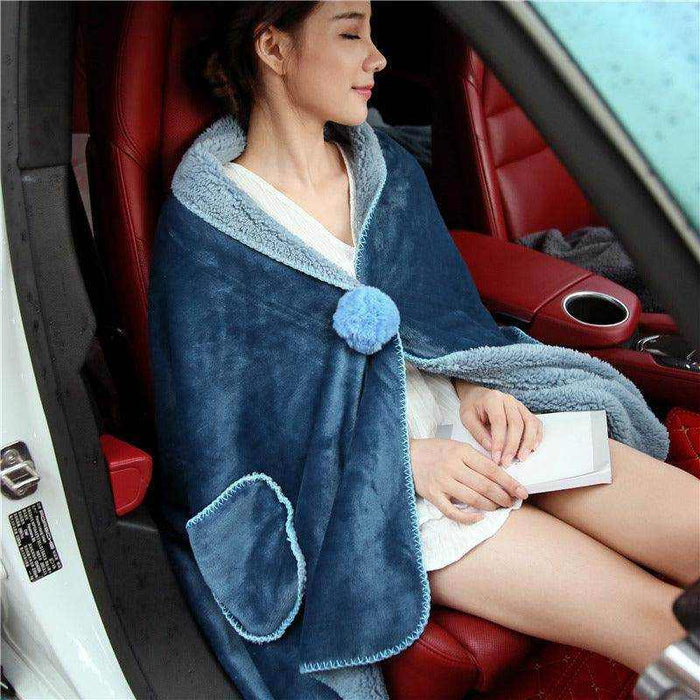 Winter office warm multifunctional cape blanket with soft, fluffy double-sided flannel fabric