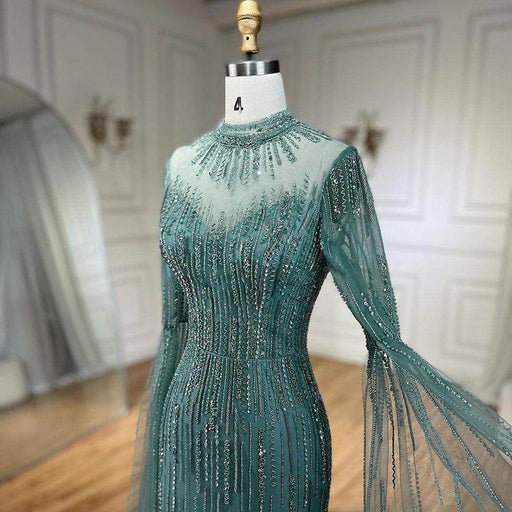 Elegant Flounced Sleeve Split Fishtail Dress - Magellan Fashion Shop