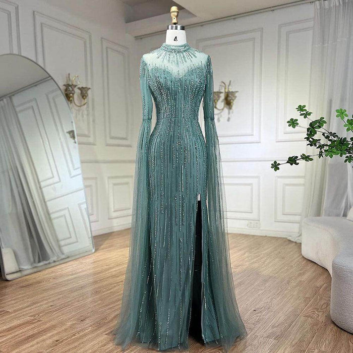 Elegant Flounced Sleeve Split Fishtail Dress - Magellan Fashion Shop