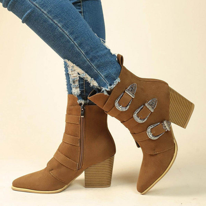 Chunky Heel Design Retro Mid-calf Boot ter Shoes For Women - Magellan Fashion Shop