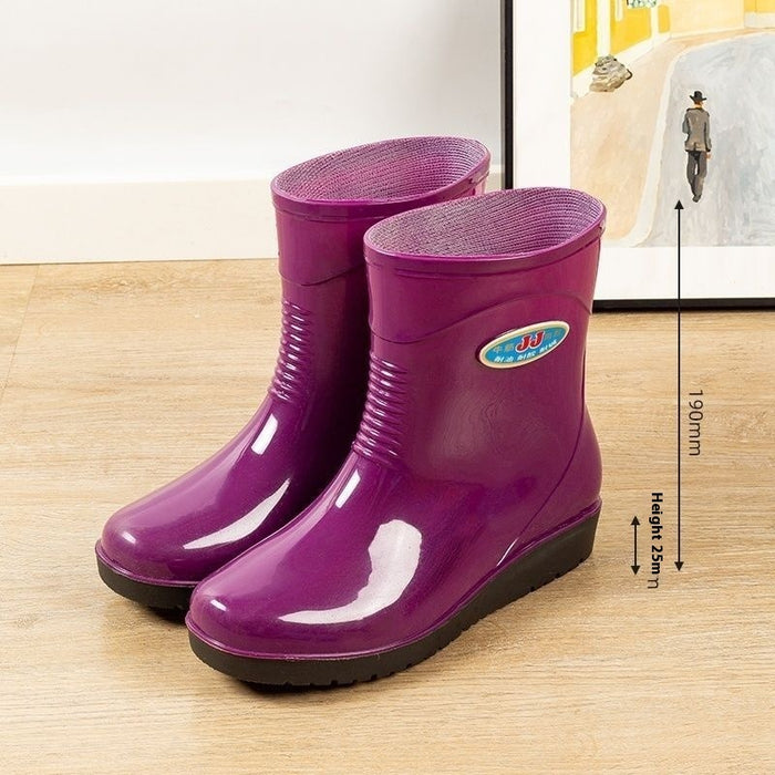 Women's Casual Rain Boots Middle Tube Non-slip