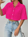 Shoulder Pocket Patched Crop Shirt Short Sleeve Tops - Magellan Fashion Shop