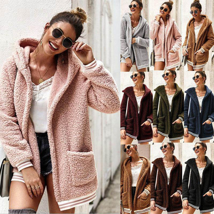 Hooded fur coat long top - Magellan Fashion Shop