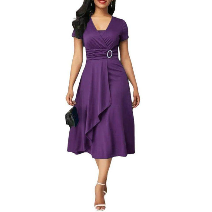Independent Station Fashion Elegant Asymmetry Large Skirt V-neck Dress Party Evening Dress - Magellan Fashion Shop
