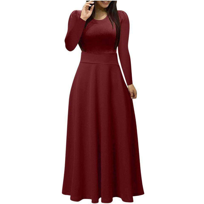 Female Temperament Cool Long Sleeve U Collar Dress - Magellan Fashion Shop