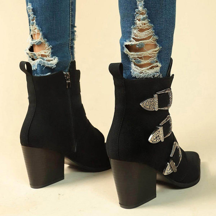 Chunky Heel Design Retro Mid-calf Boot ter Shoes For Women - Magellan Fashion Shop
