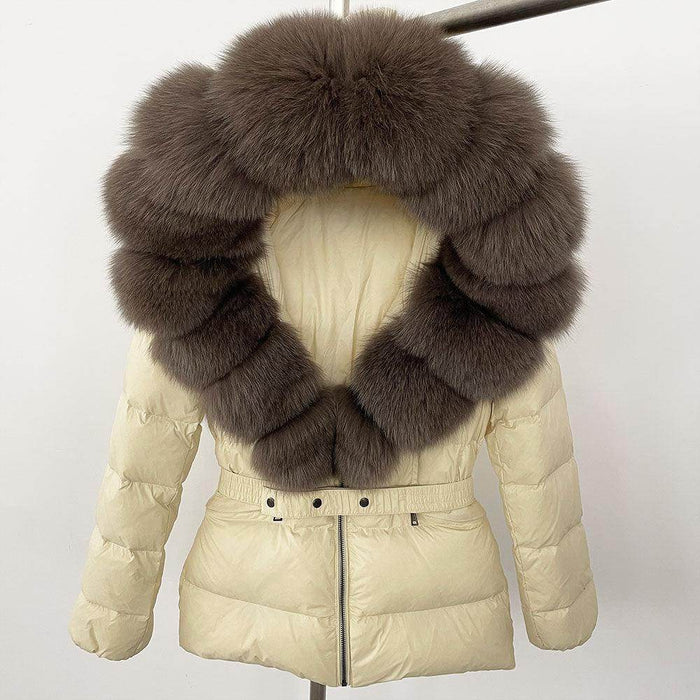 Short Women's Thickened Slim Fit Waist-tight Fur Down Jacket - Magellan Fashion Shop