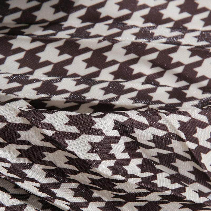 Simple Houndstooth Solid Color Stitching Contrast Color Pleated Skirt - Magellan Fashion Shop