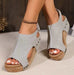 Women's Wedge Peep Toe Platform Rivet Sandals - Magellan Fashion Shop