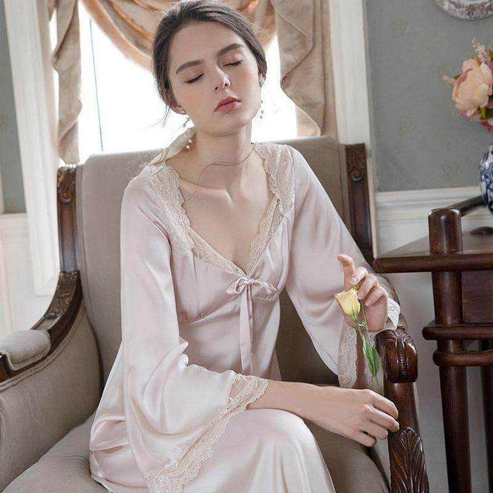 Romantic Nightgown Nightwear Princess Women Vintage Sleepwear Satin - Magellan Fashion Shop