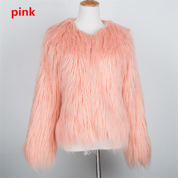 Women's Short Long Sleeve Plus Size Fur Coat