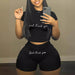Women's Printed Sports Letter Print Short-sleeve Shorts Casual Two-piece Suit - Magellan Fashion Shop