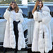 Women's Long Style White Long Fur Coat - Magellan Fashion Shop