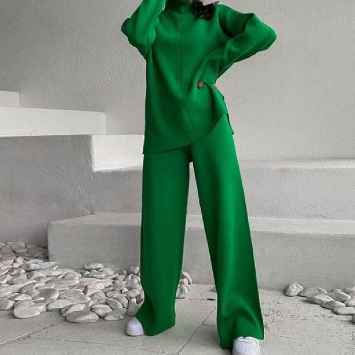 New Solid Color Knitted Pullover Turtleneck Sweater Suit - Magellan Fashion Shop