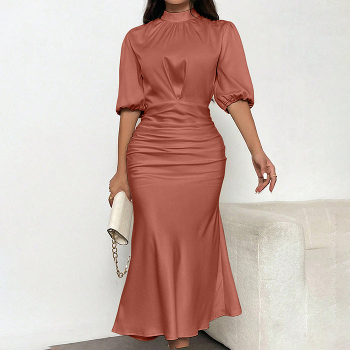 Women's Short Sleeve  Midi Dress Slim Fit Elegant Dress