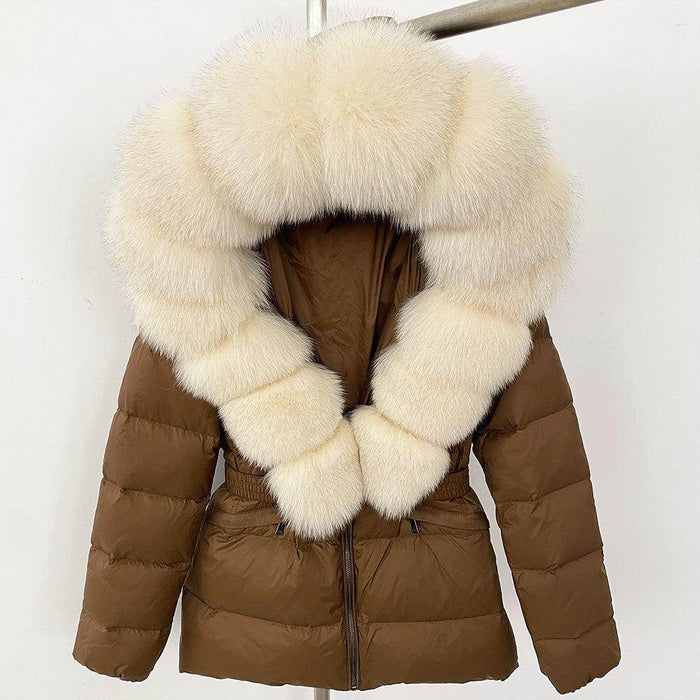 Short Women's Thickened Slim Fit Waist-tight Fur Down Jacket - Magellan Fashion Shop