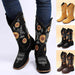Cowboy Boots Women Sunflower Embroidery Shoes Low Heel Western Boot - Magellan Fashion Shop