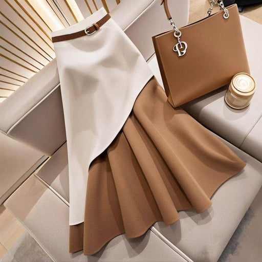 Women's Winter Brown Contrast Skirt - Magellan Fashion Shop
