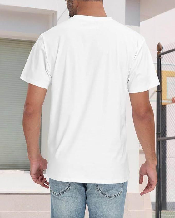 Neat White Basic Crewneck Short Sleeve Cotton Polyester Water Repellent Tee For Men - Magellan Fashion Shop