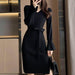Bell Sleeve Solid Color Knitted Dress Autumn And Winter - Magellan Fashion Shop