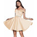 Short Beaded Satin A- Line Evening Gown Ball Gown - Magellan Fashion Shop