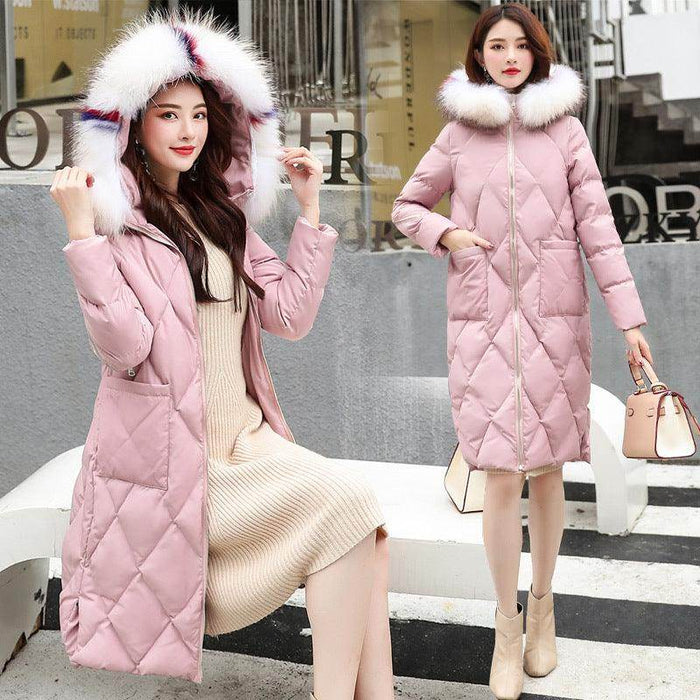 Autumn and winter hooded fur collar long coat - Magellan Fashion Shop