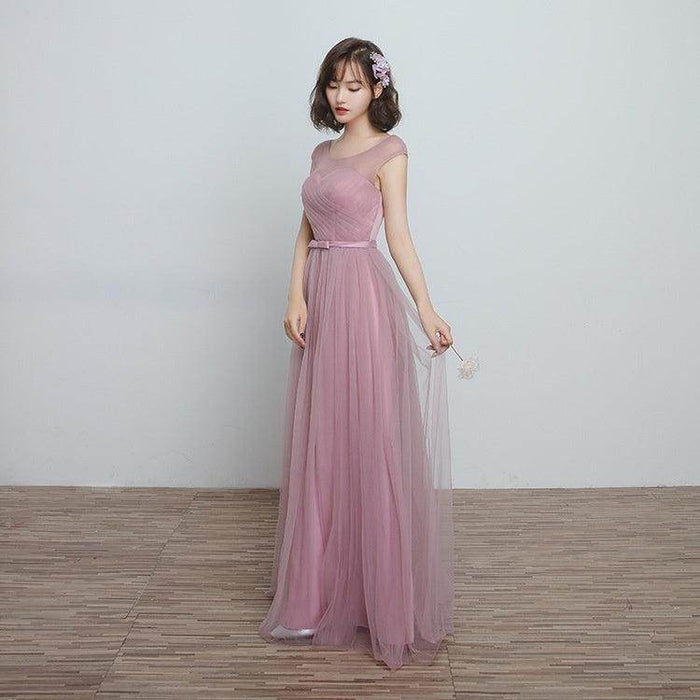 Bridesmaid Dress Long Cameo Brown Mesh Comfortable Thin Satin Bridesmaid Host Dinner Dress - Magellan Fashion Shop