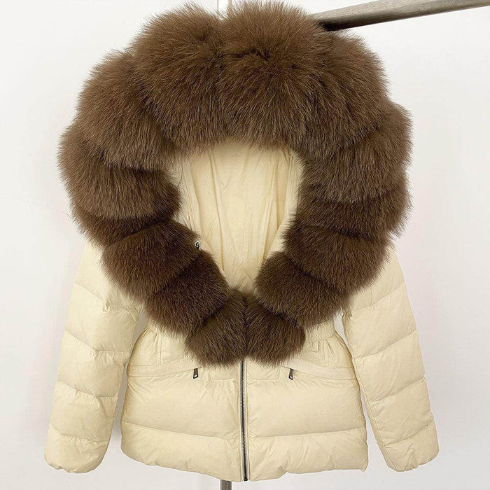 Short Women's Thickened Slim Fit Waist-tight Fur Down Jacket - Magellan Fashion Shop